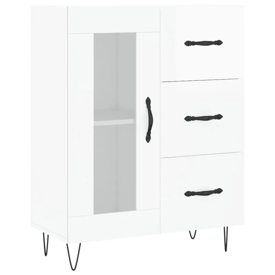 Buffet Blanc brillant 69,5x34x90 cm Bois d'ingénierie - 2