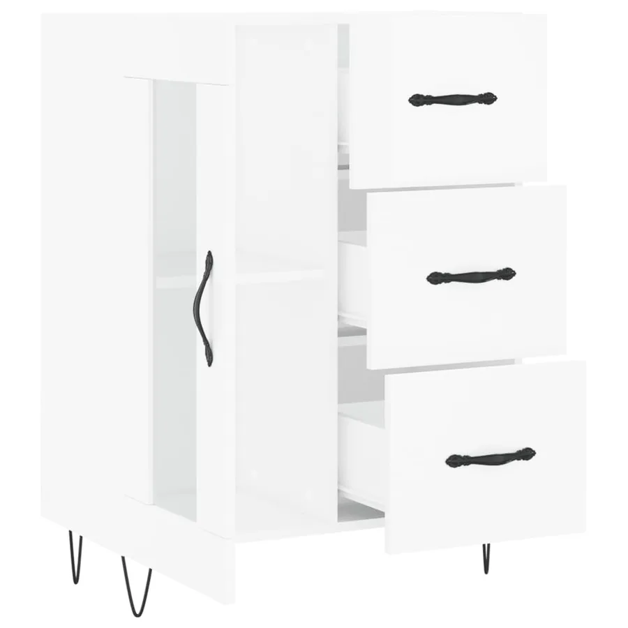 Buffet Blanc brillant 69,5x34x90 cm Bois d'ingénierie - 6