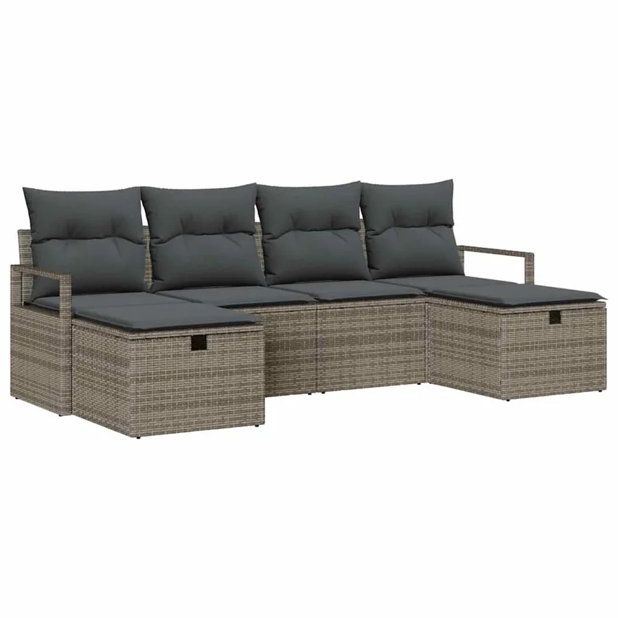 Ensemble de Canapés avec coussin 5 pcs polyrotin - 2
