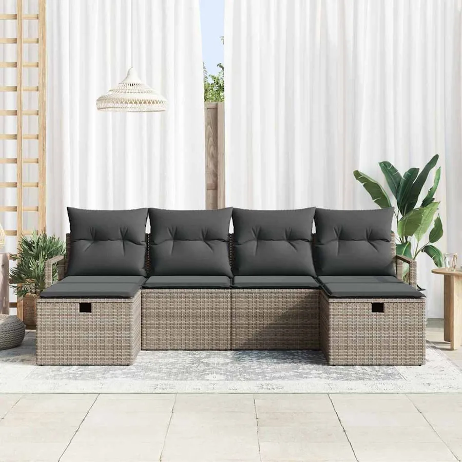 Ensemble de Canapés avec coussin 5 pcs polyrotin - 3