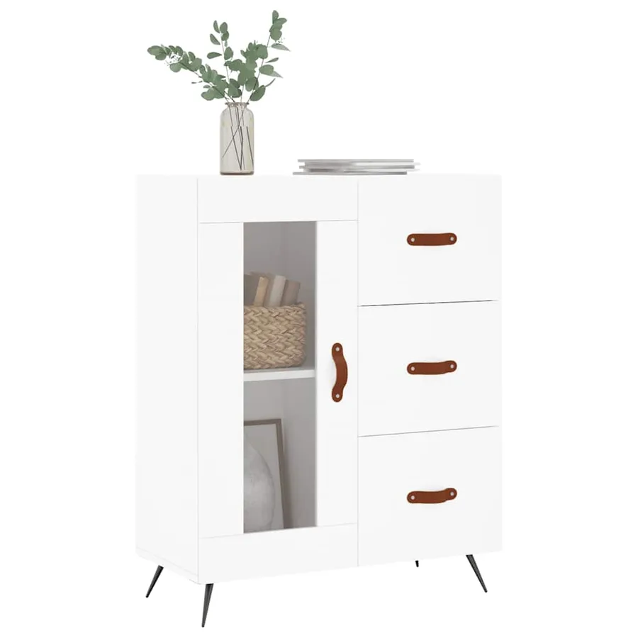 Buffet blanc 69,5x34x90 cm bois d'ingénierie - 3