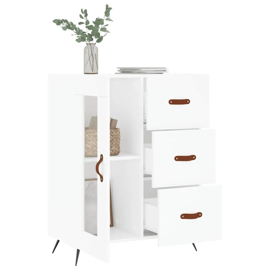 Buffet blanc 69,5x34x90 cm bois d'ingénierie - 4