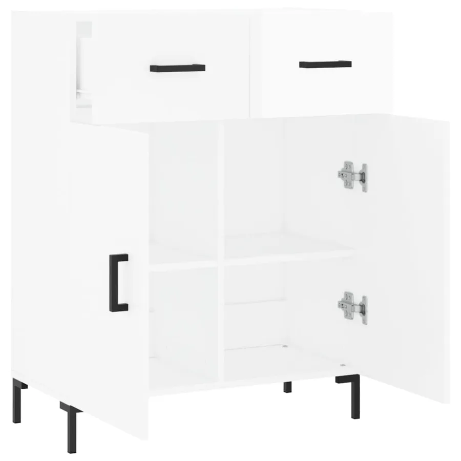 Buffet Blanc brillant 69,5x34x90 cm Bois d'ingénierie - 5