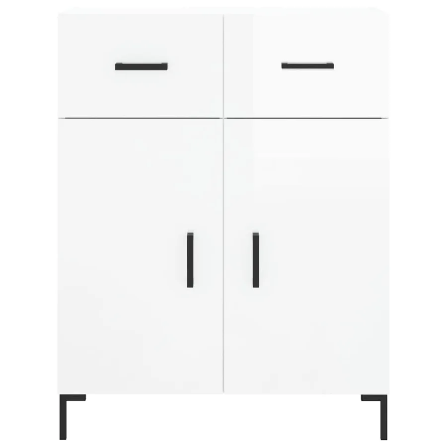 Buffet Blanc brillant 69,5x34x90 cm Bois d'ingénierie - 6