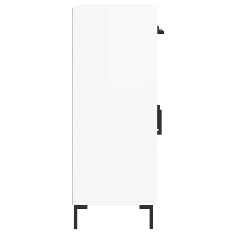 Buffet Blanc brillant 69,5x34x90 cm Bois d'ingénierie - 7