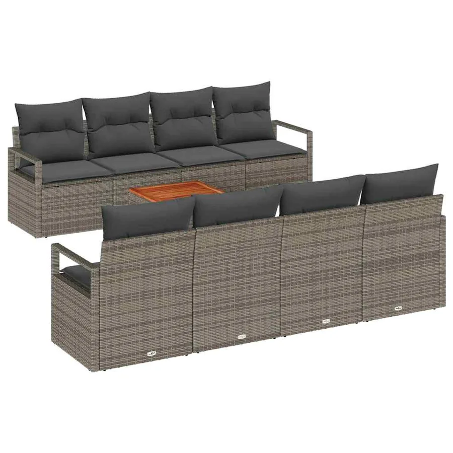 Ensemble de canapé de jardin avec stockage 9 pcs Gris polyrotin - 2