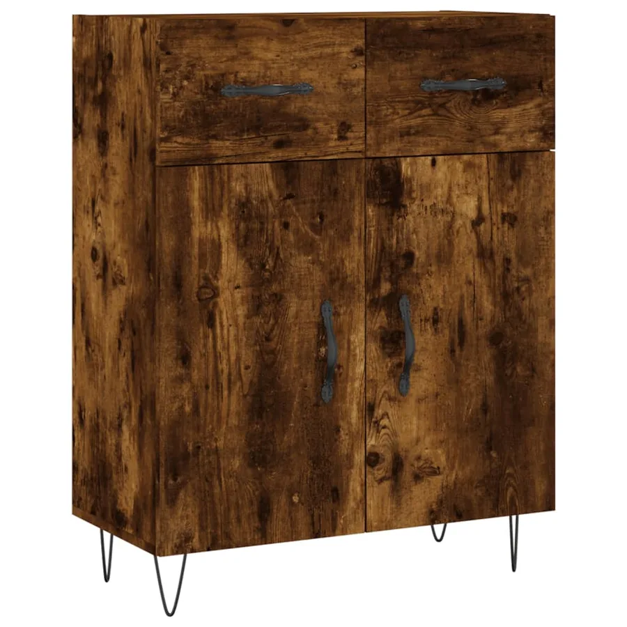 Buffet chêne fumé 69,5x34x90 cm bois d'ingénierie - 2