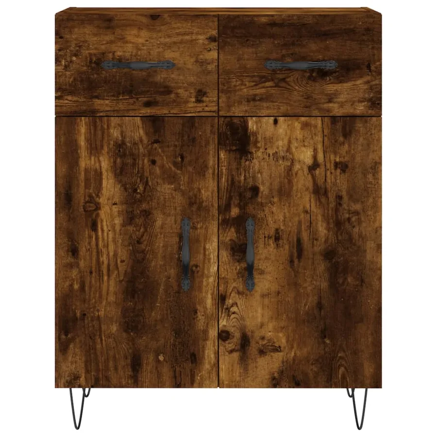 Buffet chêne fumé 69,5x34x90 cm bois d'ingénierie - 6