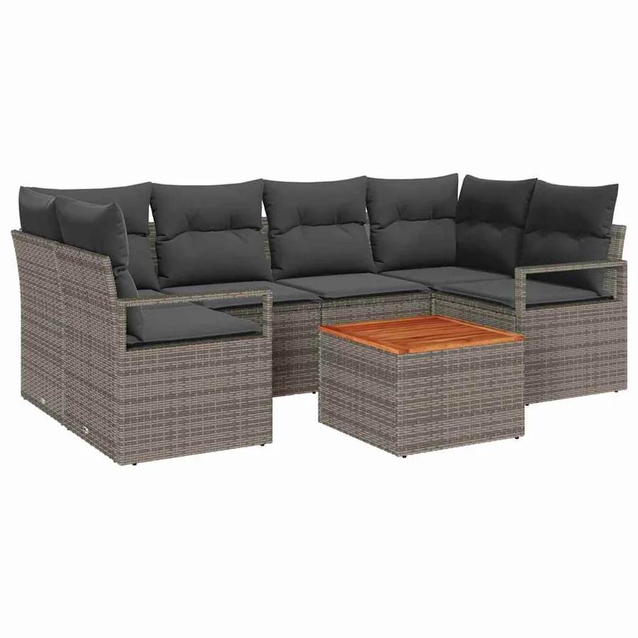 Ensemble de canapé de jardin avec stockage 7 pcs Gris polyrotin - 2