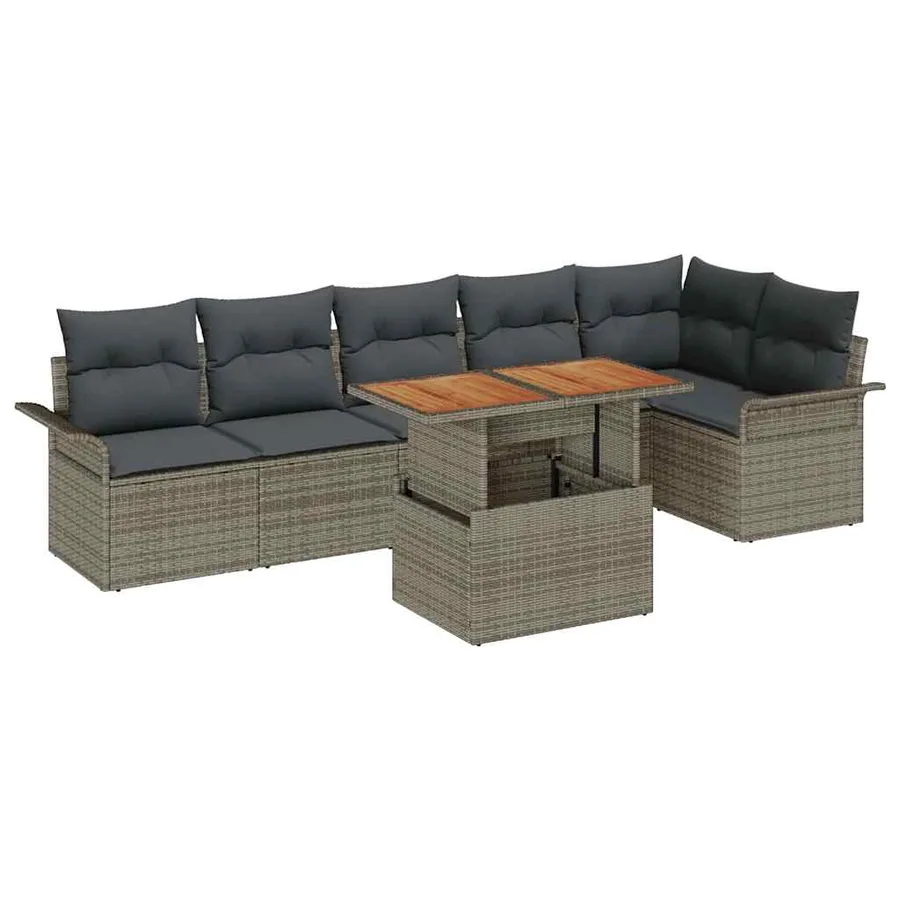 Ensemble de canapé de jardin 7 pcs Gris Poly rotin - 2