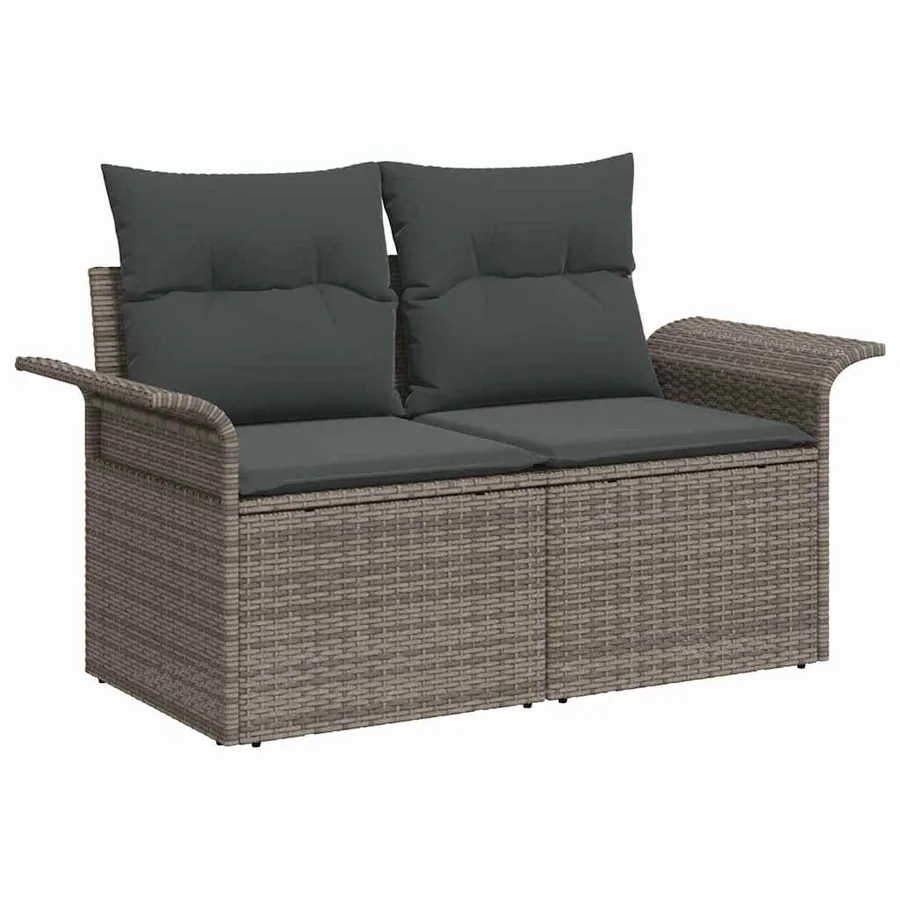 Ensemble de canapé de jardin 7 pcs Gris Poly rotin - 4