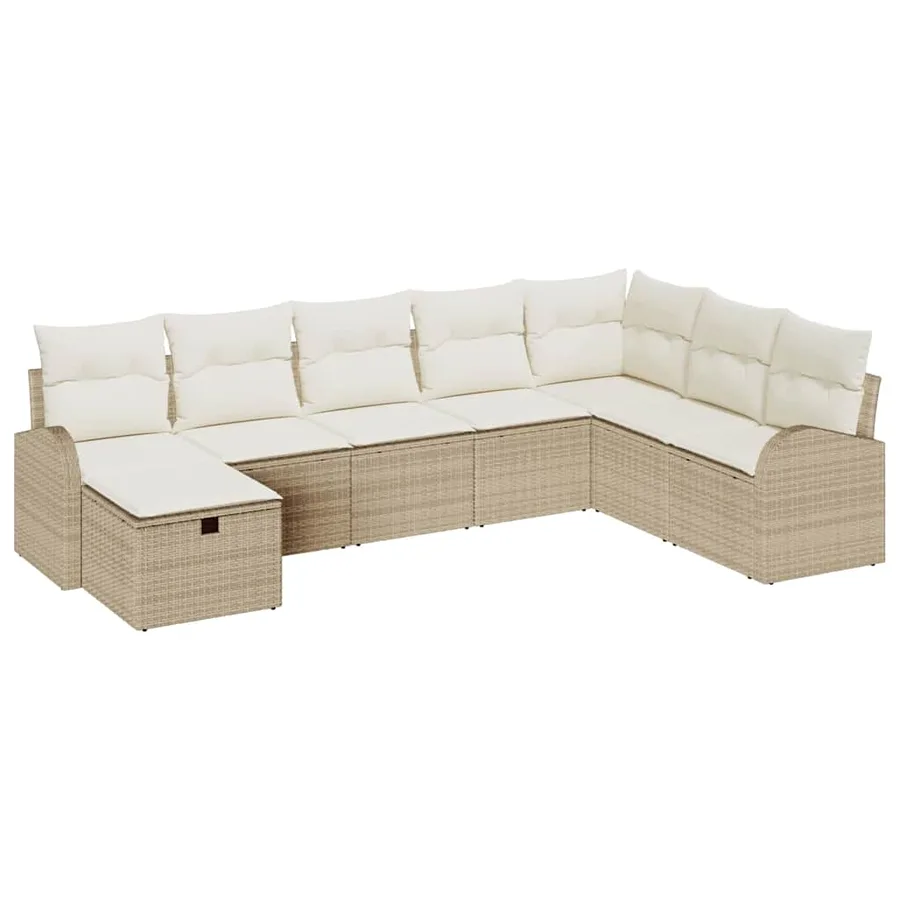Ensemble de Canapés avec coussin beige et crème polyrotin - 2