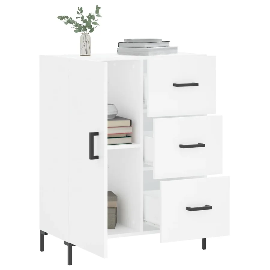 Buffet blanc 69,5x34x90 cm bois d'ingénierie - 4