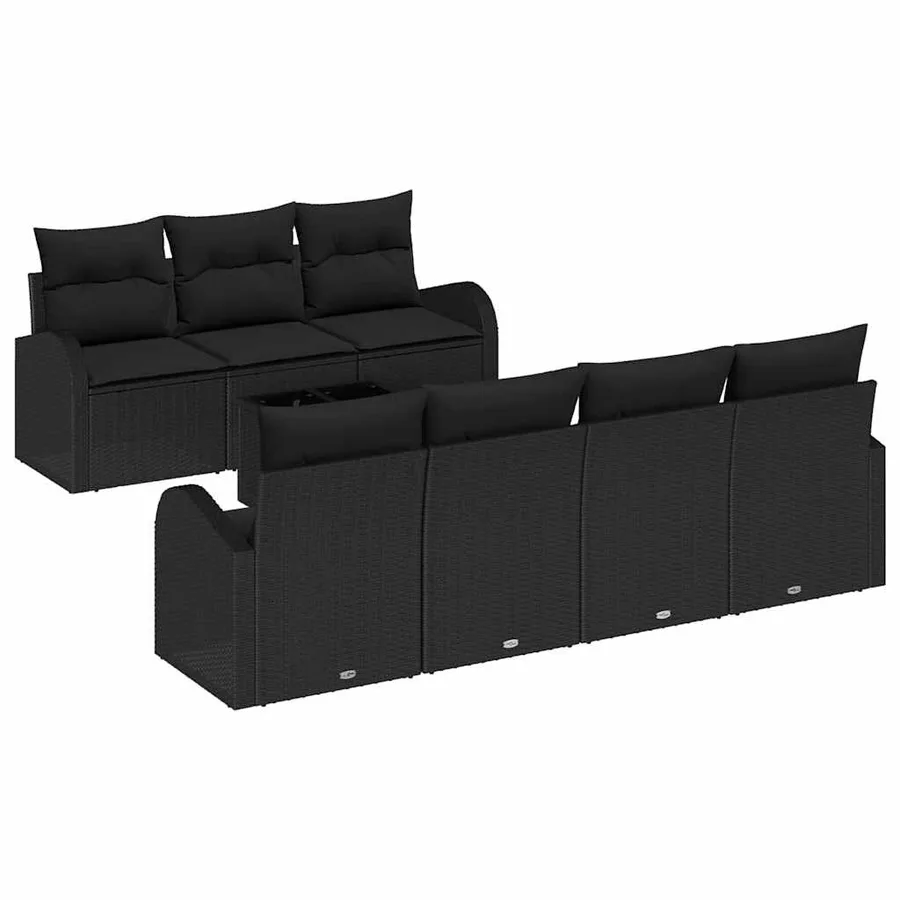 Ensemble de canapé de jardin Noir 55 x 55 x 37 cm polyrotin - 2