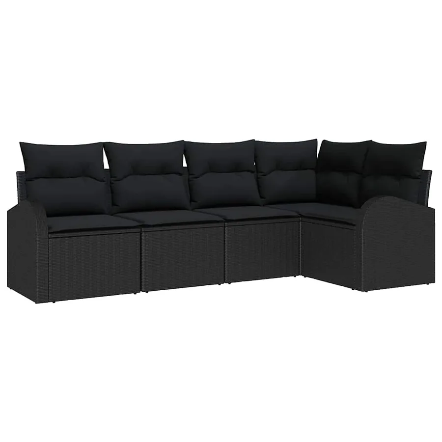 Ensemble de Canapés avec coussin Noir Polyester - 2