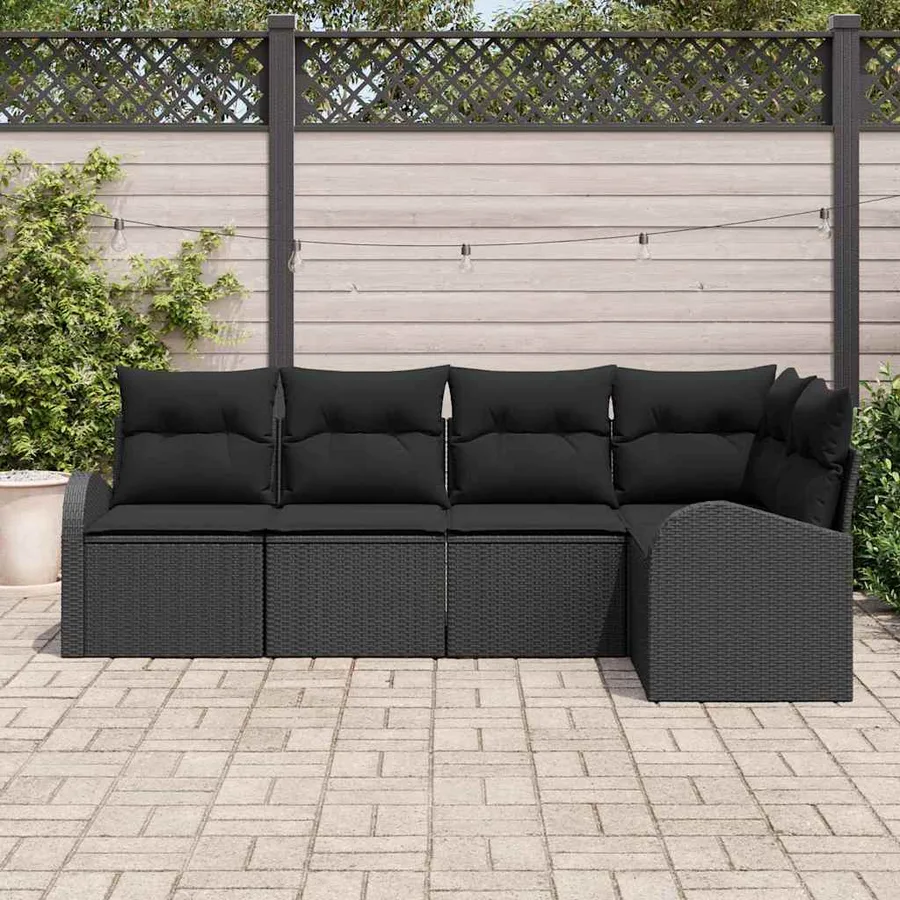 Ensemble de Canapés avec coussin Noir Polyester - 3