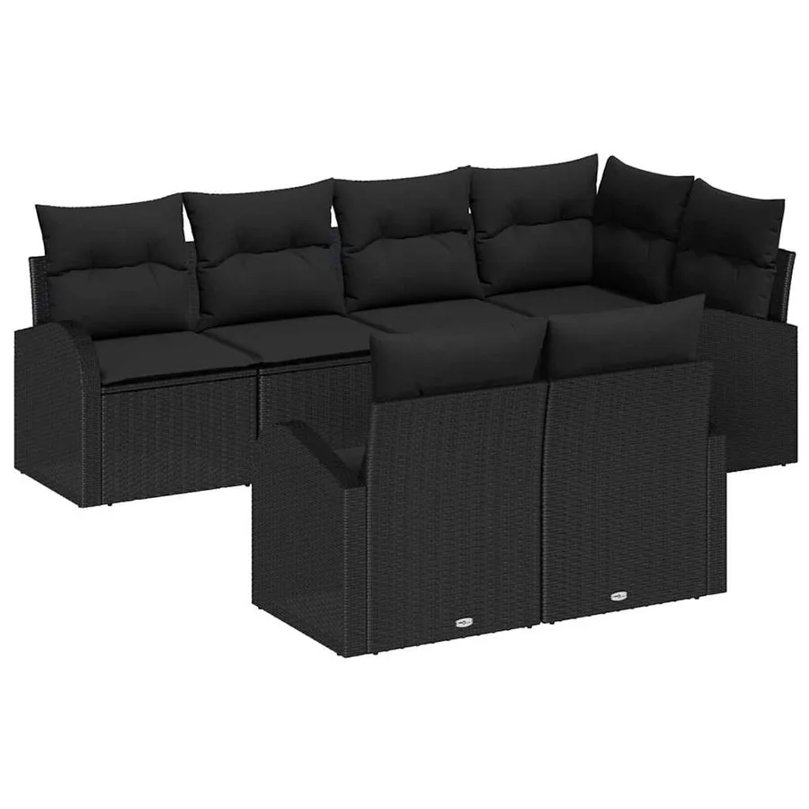 Ensemble de canapé de jardin Noir polyrotin - 2
