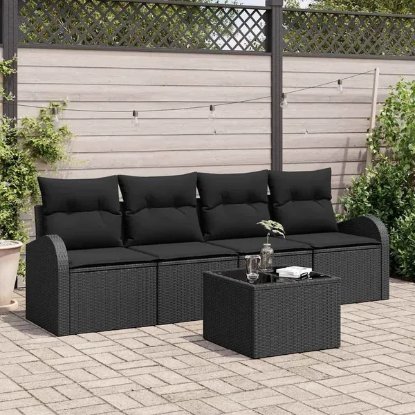 Ensemble de canapé de jardin Noir 55 x 55 x 37 cm polyrotin