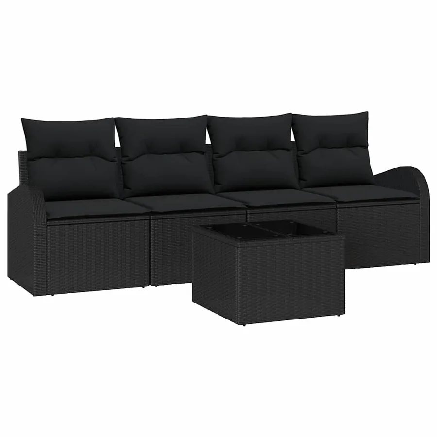 Ensemble de canapé de jardin Noir 55 x 55 x 37 cm polyrotin - 2