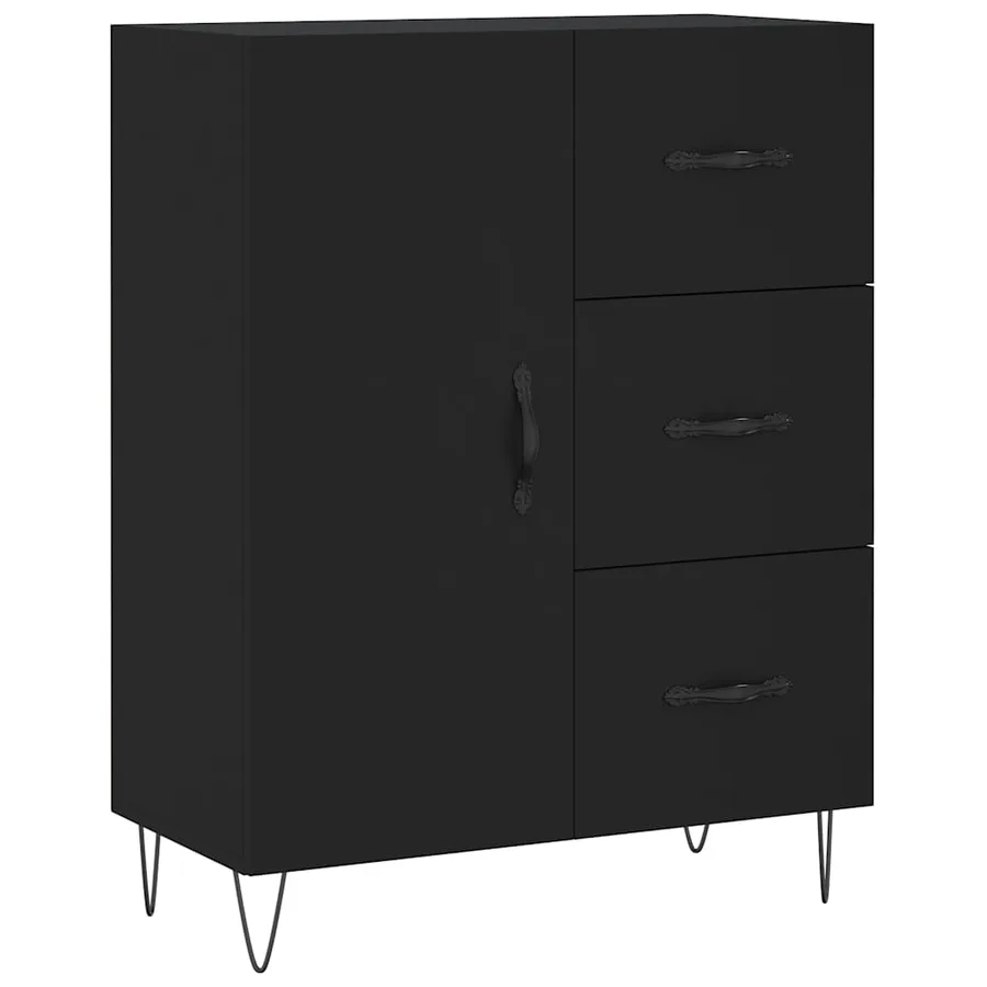 Buffet noir 69,5x34x90 cm bois d'ingénierie - 2