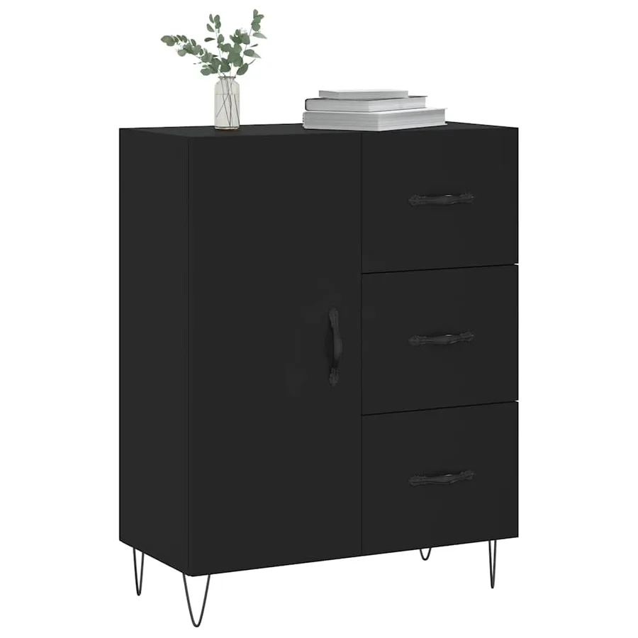 Buffet noir 69,5x34x90 cm bois d'ingénierie - 3