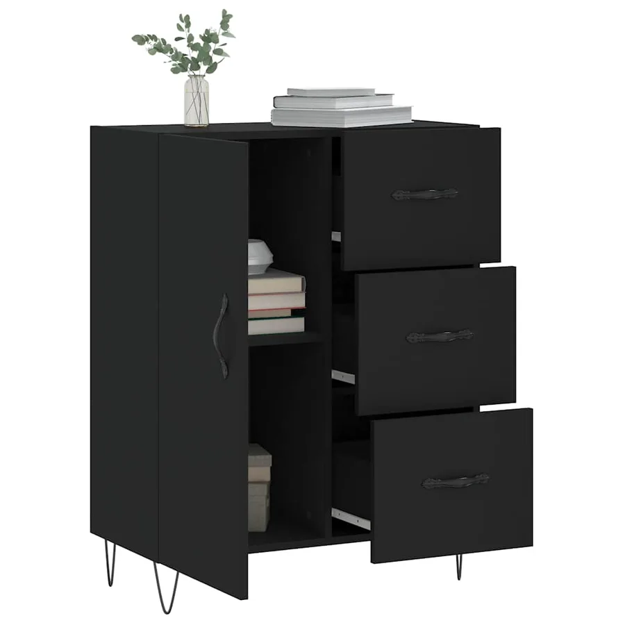 Buffet noir 69,5x34x90 cm bois d'ingénierie - 4