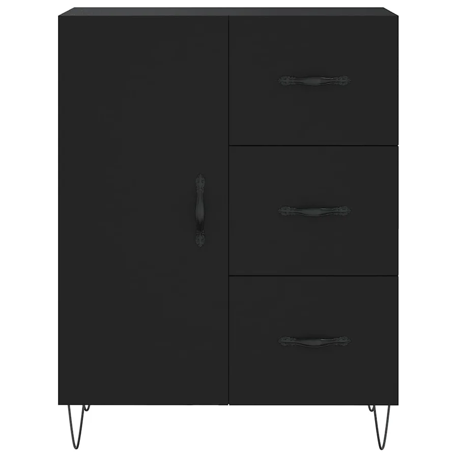Buffet noir 69,5x34x90 cm bois d'ingénierie - 5
