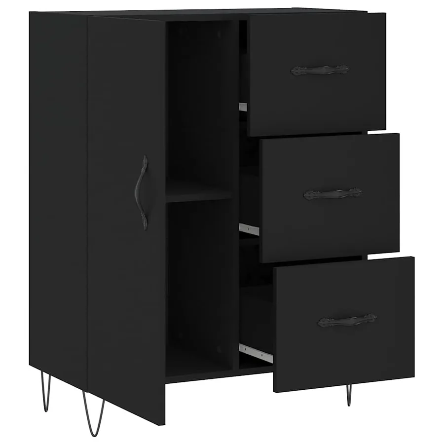 Buffet noir 69,5x34x90 cm bois d'ingénierie - 6