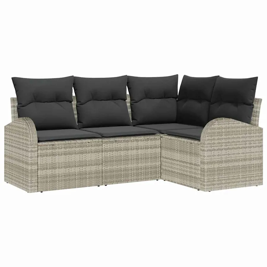 Ensemble de canapé de jardin 4 pcs Gris clair polyrotin - 2