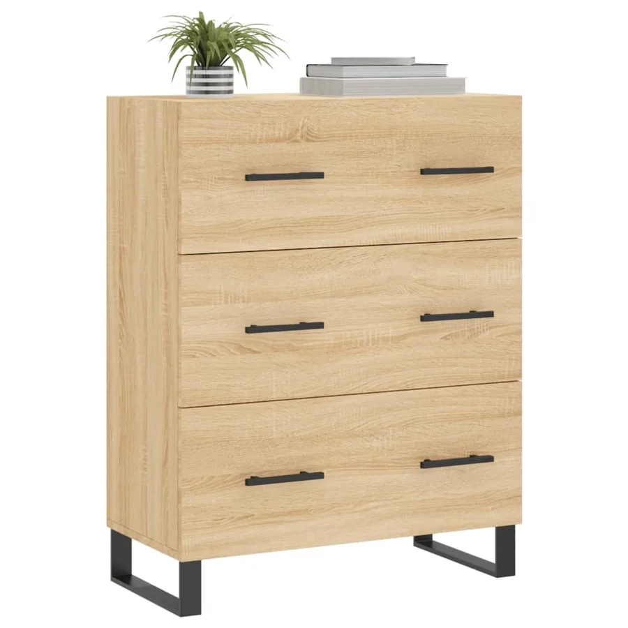 Buffet chêne sonoma 69,5x34x90 cm bois d'ingénierie - 3