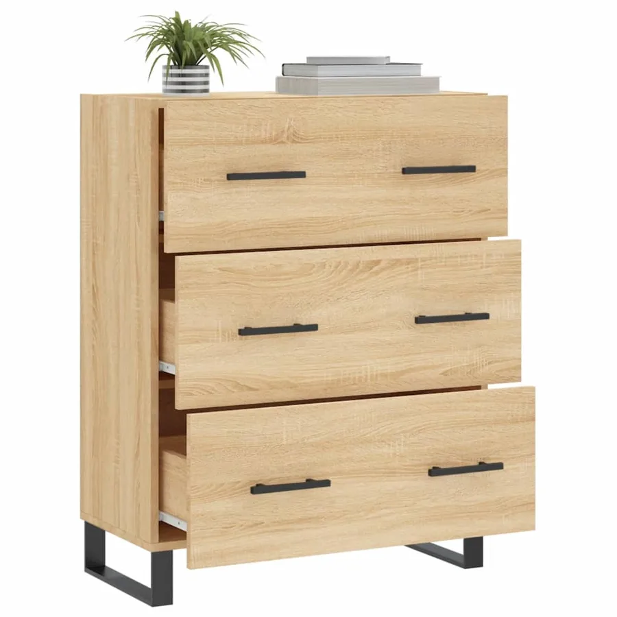 Buffet chêne sonoma 69,5x34x90 cm bois d'ingénierie - 4