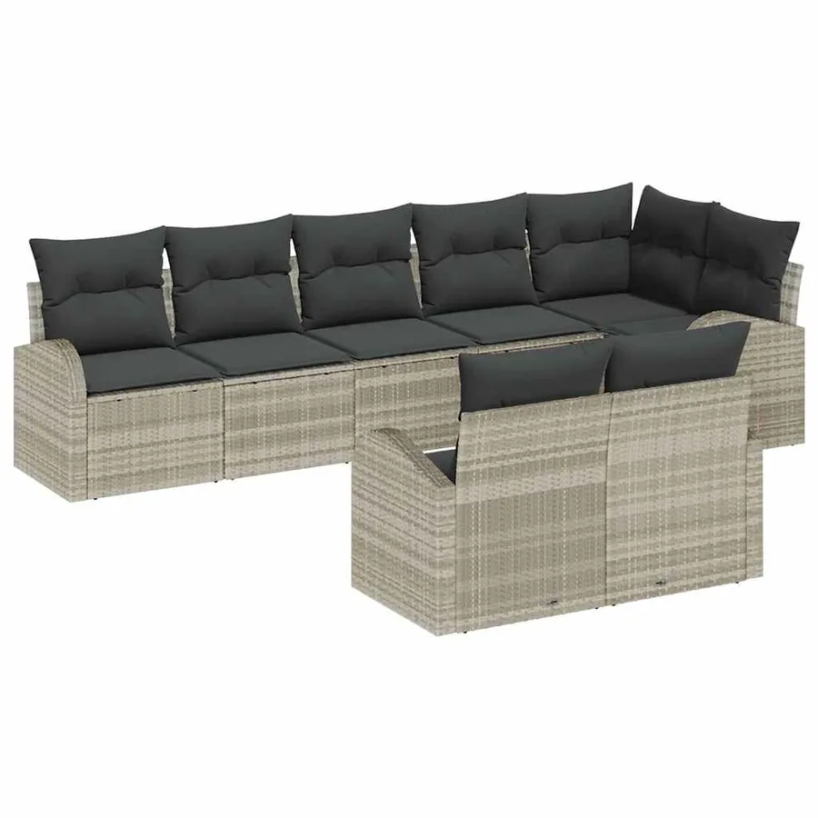 Ensemble de canapé de jardin 8 pcs Gris clair polyrotin - 2