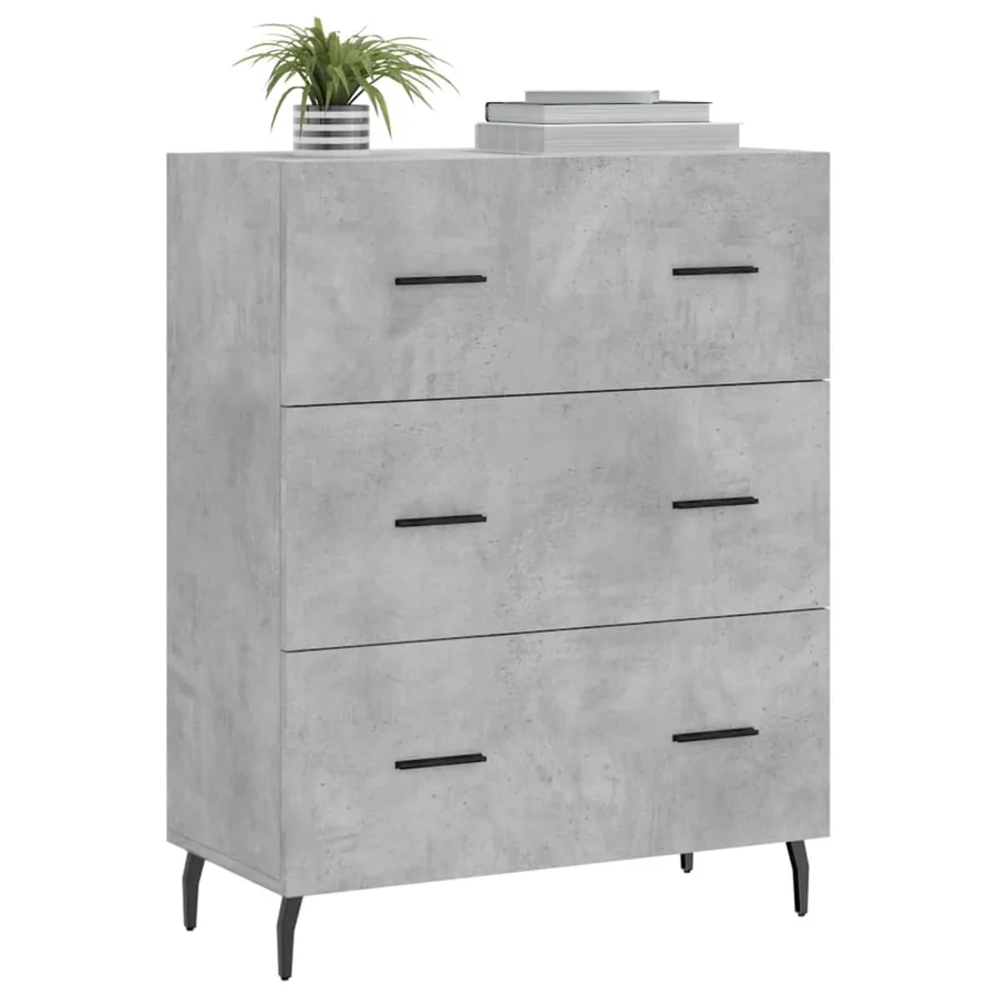 Buffet gris béton 69,5x34x90 cm bois d'ingénierie - 3