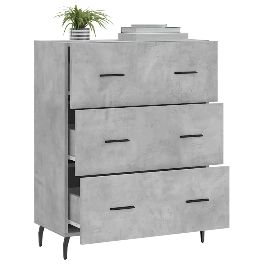 Buffet gris béton 69,5x34x90 cm bois d'ingénierie - 4