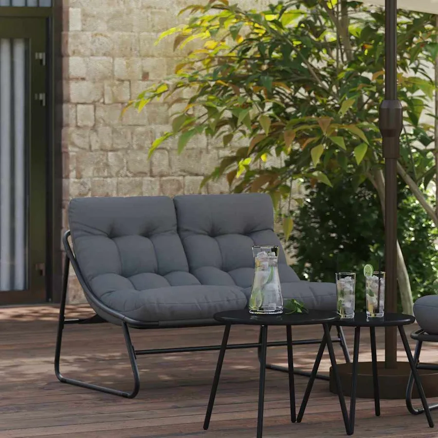 Mobilier de jardin Noir 110 x 81 x 71 cm Acier enduit de poudre - 3
