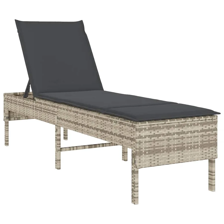 Transat avec coussin gris clair 55 x 200 x 44 cm en rotin synthétique - 2