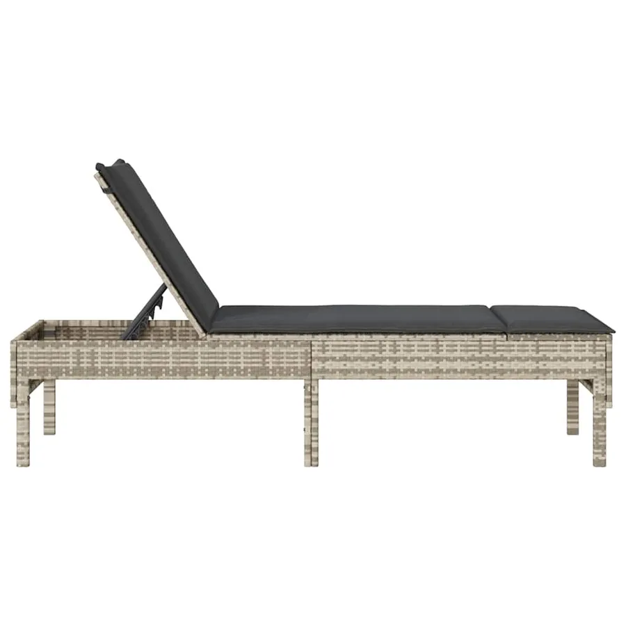 Transat avec coussin gris clair 55 x 200 x 44 cm en rotin synthétique - 6