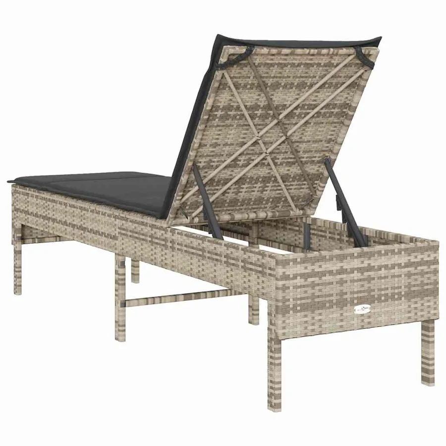Transat avec coussin gris clair 55 x 200 x 44 cm en rotin synthétique - 7
