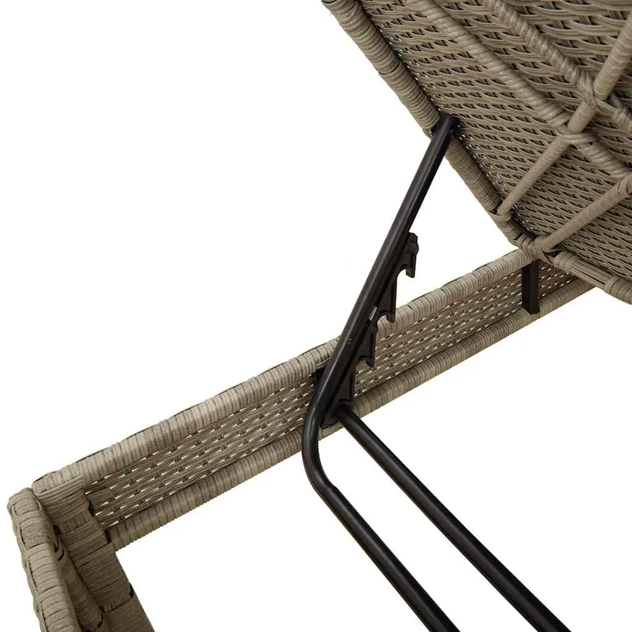 Transat avec coussin gris clair 55 x 200 x 44 cm en rotin synthétique - 9