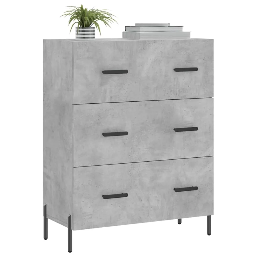 Buffet gris béton 69,5x34x90 cm bois d'ingénierie - 3