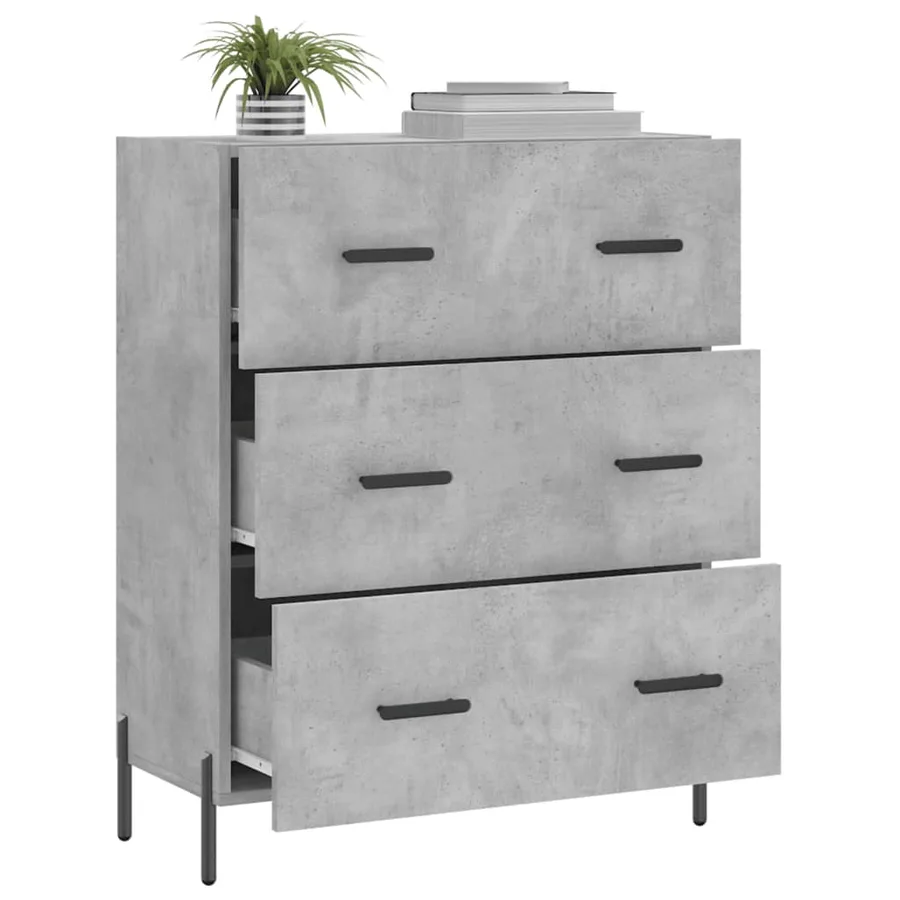 Buffet gris béton 69,5x34x90 cm bois d'ingénierie - 4