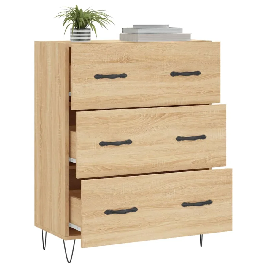 Buffet chêne sonoma 69,5x34x90 cm bois d'ingénierie - 4