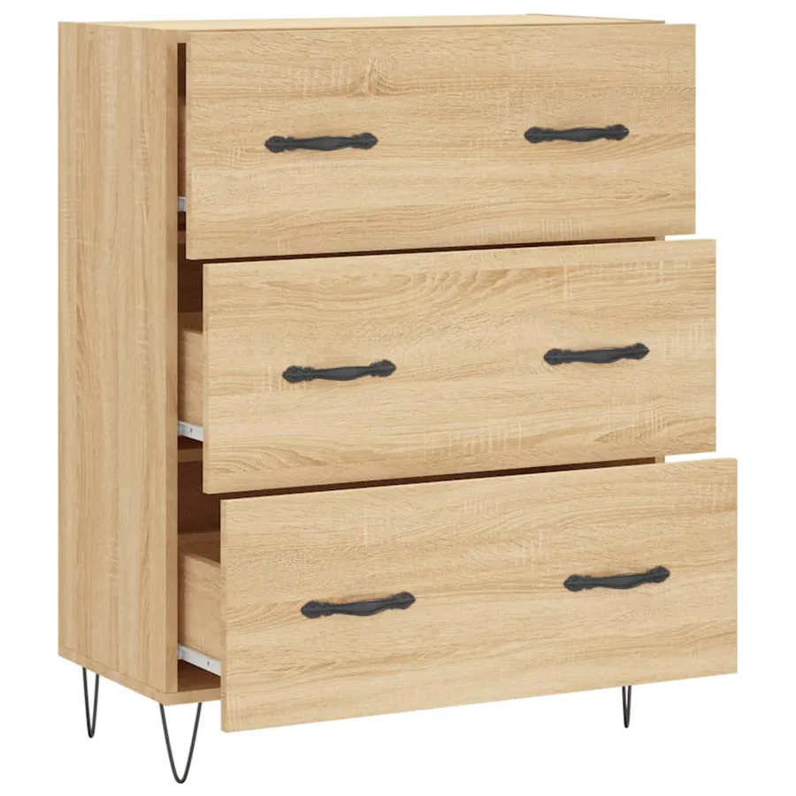 Buffet chêne sonoma 69,5x34x90 cm bois d'ingénierie - 6