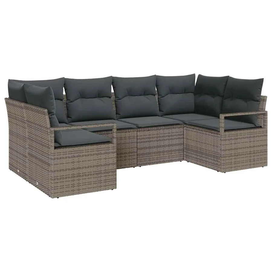 Ensemble de Canapés avec coussin 6 pcs Gris polyrotin - 2