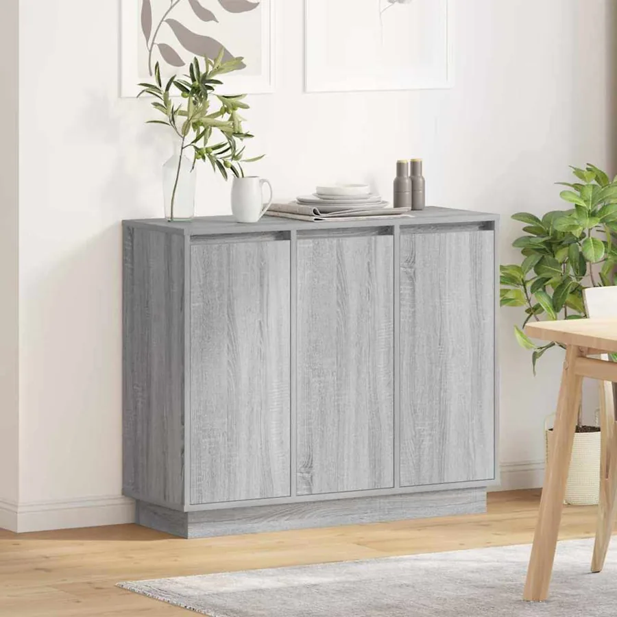 Buffet LED Gris Sonoma 90 x 32 x 75 cm Bois d'ingénierie