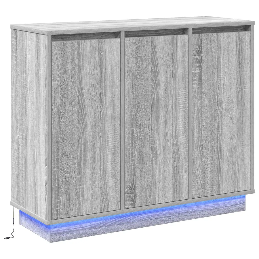 Buffet LED Gris Sonoma 90 x 32 x 75 cm Bois d'ingénierie - 2