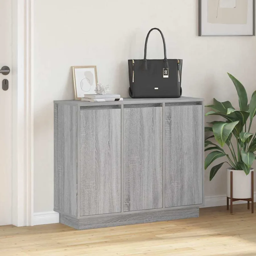 Buffet LED Gris Sonoma 90 x 32 x 75 cm Bois d'ingénierie - 5