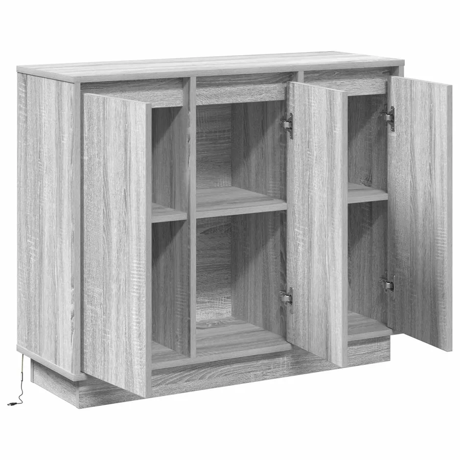 Buffet LED Gris Sonoma 90 x 32 x 75 cm Bois d'ingénierie - 7