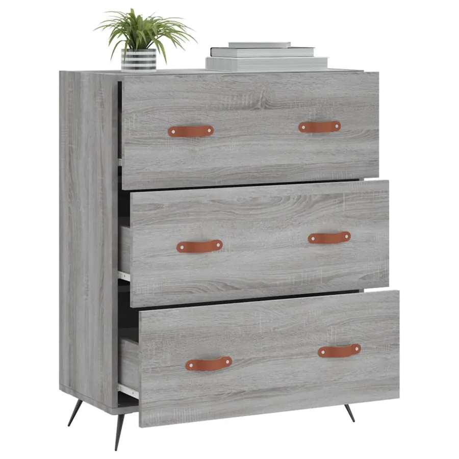 Commode sonoma gris 69,5 x 34 x 90 cm bois d'ingénierie - 4