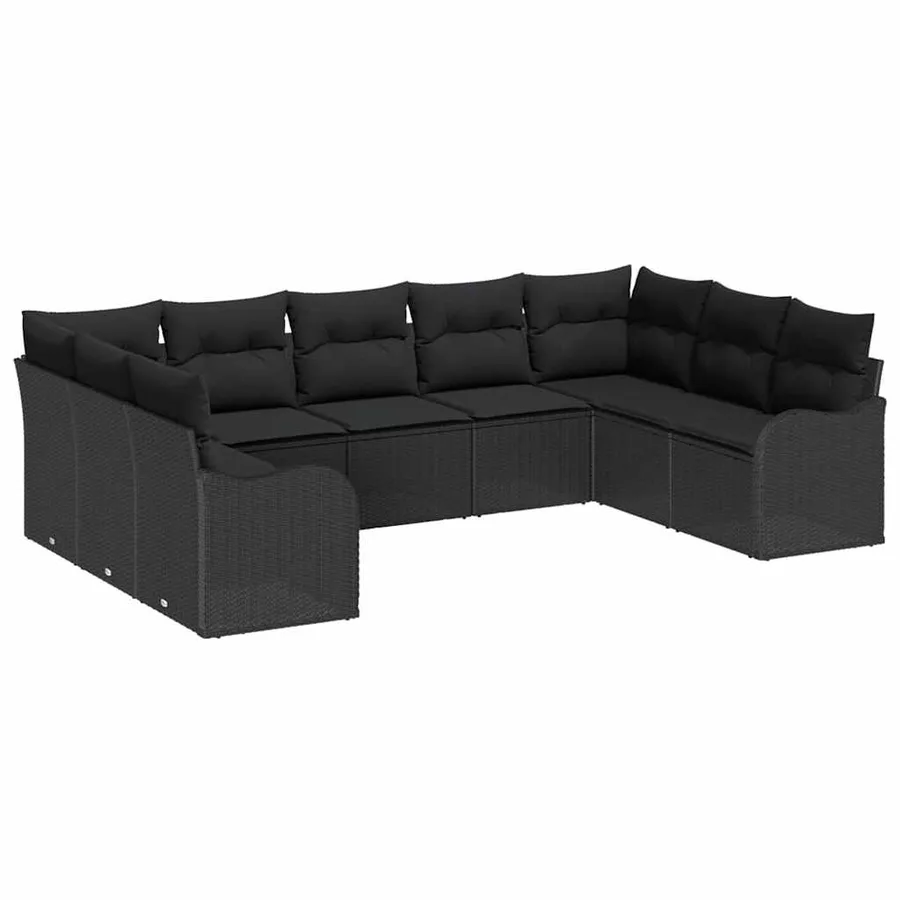 Ensemble de canapé de jardin Noir polyrotin - 2